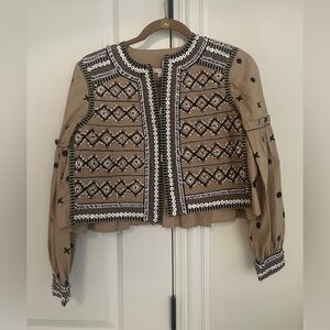 Veronica beard, brown jacket with beautiful detailing